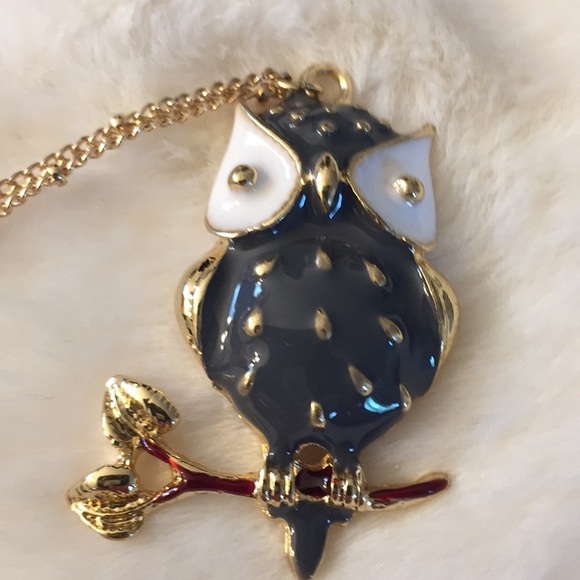 3/$15 faux gold gray owl necklace. NWT. - Picture 5 of 6